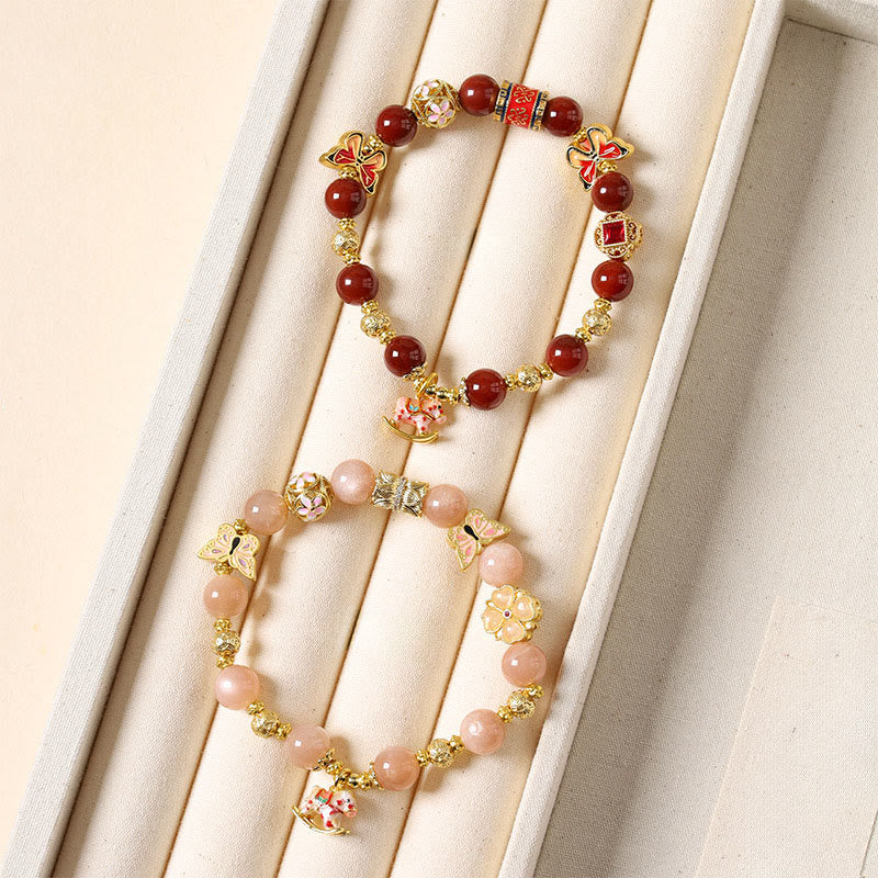 Fortune Jewel Year Of The Horse South Red Agate Sun Stone Tourmaline Success Bracelet - Fortune Jewel