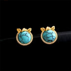 Fortune Jewel Horse-Ear Shaped Copper Turquoise Balance Earrings - Fortune Jewel