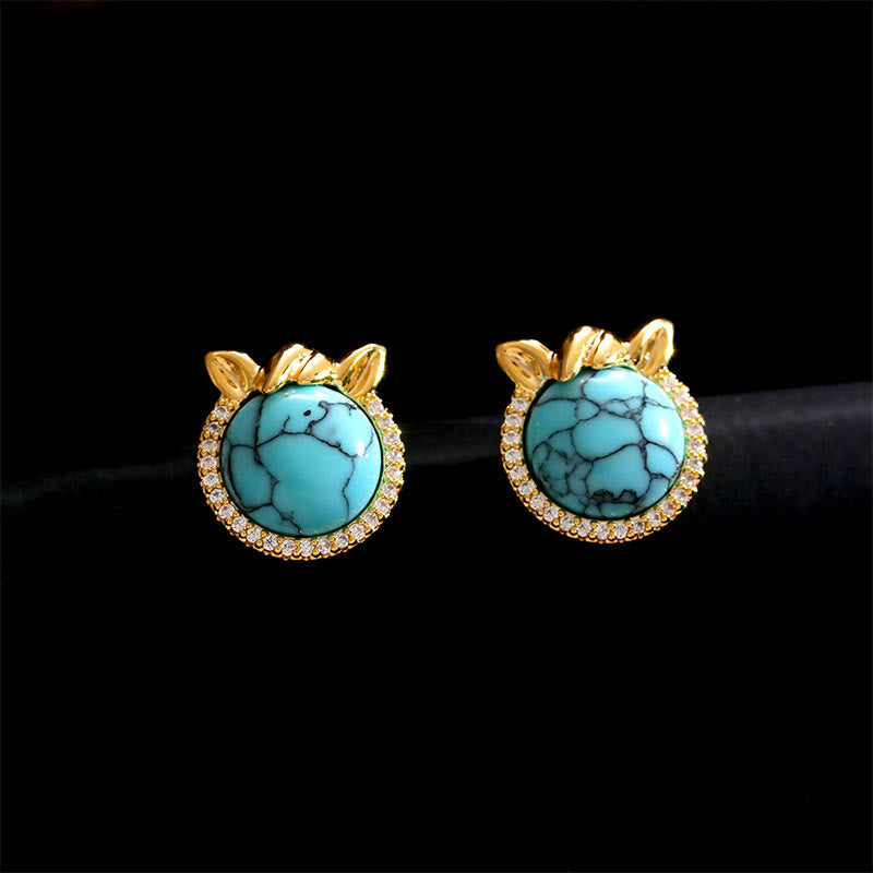 Fortune Jewel Horse-Ear Shaped Copper Turquoise Balance Earrings - Fortune Jewel