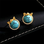 Fortune Jewel Horse-Ear Shaped Copper Turquoise Balance Earrings - Fortune Jewel