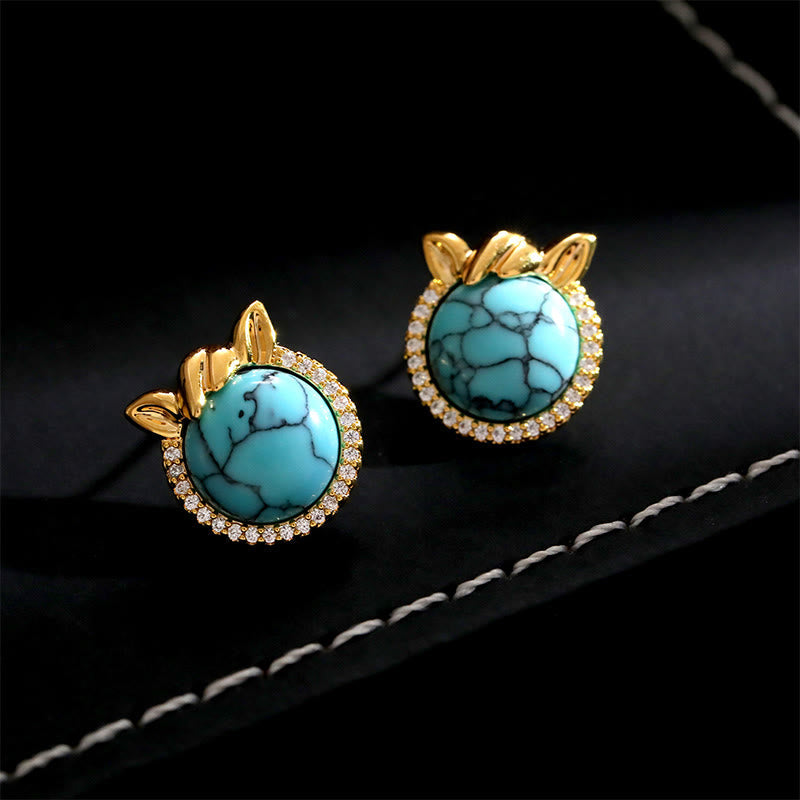 Fortune Jewel Horse-Ear Shaped Copper Turquoise Balance Earrings - Fortune Jewel
