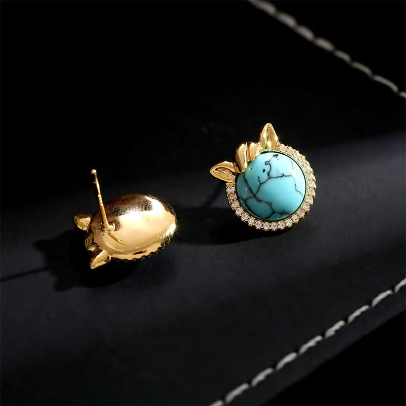 Fortune Jewel Horse-Ear Shaped Copper Turquoise Balance Earrings - Fortune Jewel