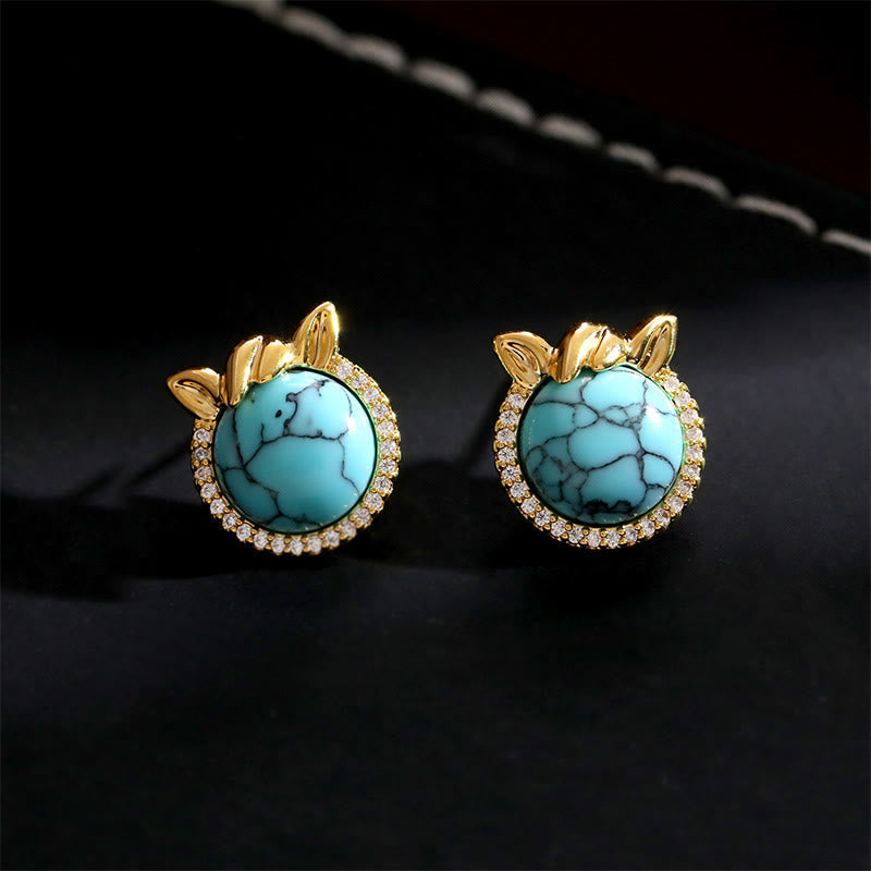 Fortune Jewel Horse-Ear Shaped Copper Turquoise Balance Earrings - Fortune Jewel