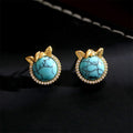Fortune Jewel Horse-Ear Shaped Copper Turquoise Balance Earrings - Fortune Jewel