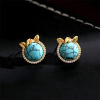 Fortune Jewel Horse-Ear Shaped Copper Turquoise Balance Earrings - Fortune Jewel