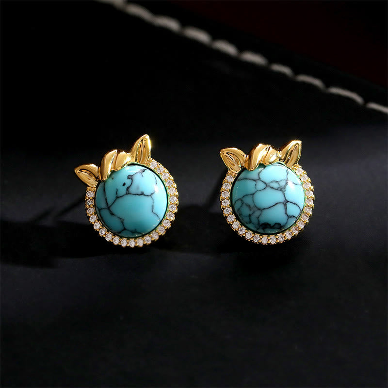 Fortune Jewel Horse-Ear Shaped Copper Turquoise Balance Earrings - Fortune Jewel