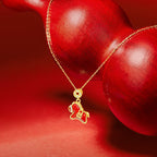 Fortune Jewel Year Of The Horse Copper Coin 925 Sterling Silver Red Agate Blessing Necklace Pendants - Fortune Jewel