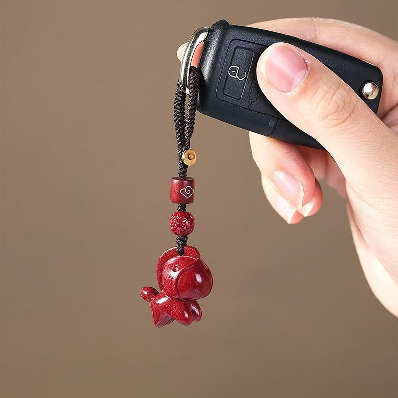 Fortune Jewel Year Of The Horse Cinnabar Blessing Key Chain - Fortune Jewel