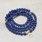 Fortune Jewel 108 Beads Lazurite Lotus Symbol Charm Positive Mala - Fortune Jewel