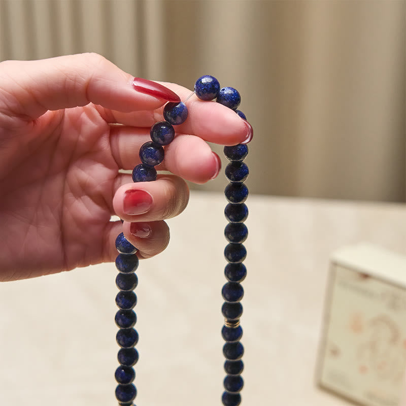 Fortune Jewel 108 Beads Lazurite Lotus Symbol Charm Positive Mala - Fortune Jewel