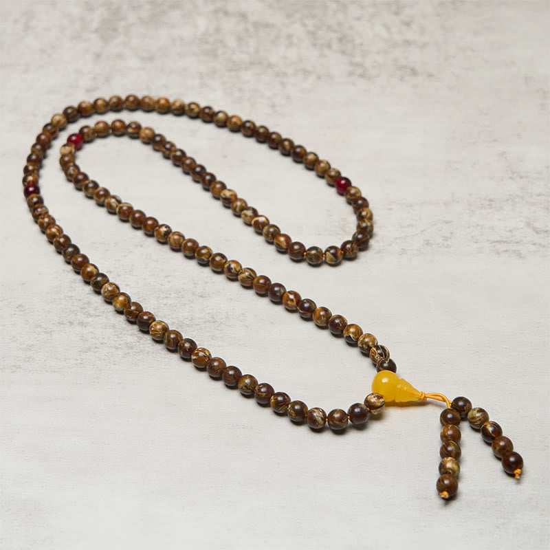 Fortune Jewel 108 Beads Multicolored Amber Gourd Charm Mala - Fortune Jewel