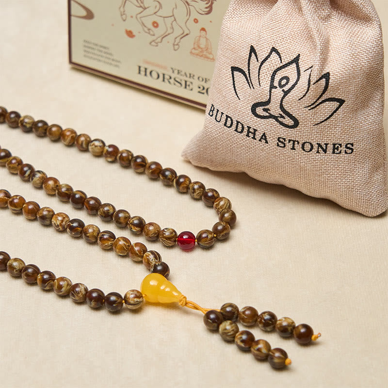 Fortune Jewel 108 Beads Multicolored Amber Gourd Charm Mala - Fortune Jewel