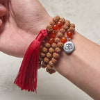 Fortune Jewel Tibetan 108 Beads Bodhi Seed Om Symbol Charm Tassel Wealth Auspiciousness Mala - Fortune Jewel