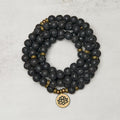 Fortune Jewel Retro Lotus Symbol Charm Lava Rock Bead Healing New Beginning Mala - Fortune Jewel
