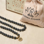 Fortune Jewel Retro Lotus Symbol Charm Lava Rock Bead Healing New Beginning Mala - Fortune Jewel
