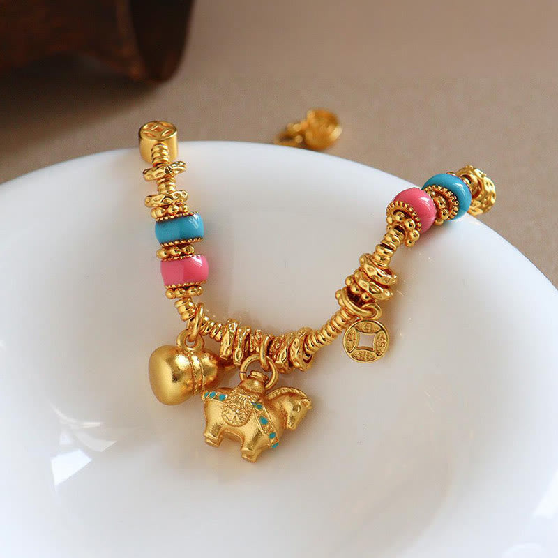 Fortune Jewel Year Of The Horse Gourd Copper Coin Copper Balance Bracelet - Fortune Jewel