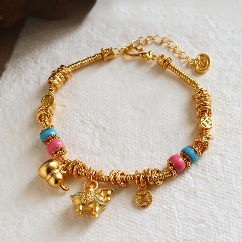 Fortune Jewel Year Of The Horse Gourd Copper Coin Copper Balance Bracelet - Fortune Jewel