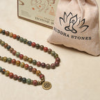 Fortune Jewel Retro Lotus Symbol Charm Round Bead Red Turquoise Warm Mala - Fortune Jewel