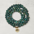 Fortune Jewel Lotus Symbol Charm Round Bead Moss Agate Healing Mala - Fortune Jewel
