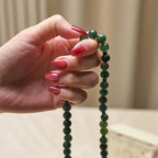 Fortune Jewel Lotus Symbol Charm Round Bead Moss Agate Healing Mala - Fortune Jewel