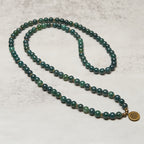 Fortune Jewel Lotus Symbol Charm Round Bead Moss Agate Healing Mala - Fortune Jewel
