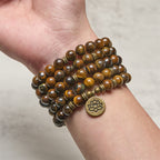 Fortune Jewel Lotus Symbol Tiger Eye Beaded Strength Mala - Fortune Jewel