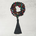 Buddha Stones Multicolored Yellow Tiger Eye Green Tiger Eye Blue Tiger Eye Red Tiger Eye Beaded Tassel Strength Mala - Fortune Jewel