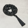 Fortune Jewel 8mm Beads Black Onyx Lava Rock Tassel Protection Fortune Mala - Fortune Jewel