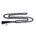 Fortune Jewel 8mm Beads Black Onyx Lava Rock Tassel Protection Fortune Mala - Fortune Jewel
