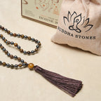 Fortune Jewel 108 Beads Tiger Eye Hematite Tassel Courage Strength Mala - Fortune Jewel