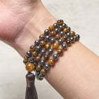 Fortune Jewel 108 Beads Tiger Eye Hematite Tassel Courage Strength Mala - Fortune Jewel
