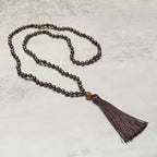 Fortune Jewel 108 Beads Tiger Eye Hematite Tassel Courage Strength Mala - Fortune Jewel