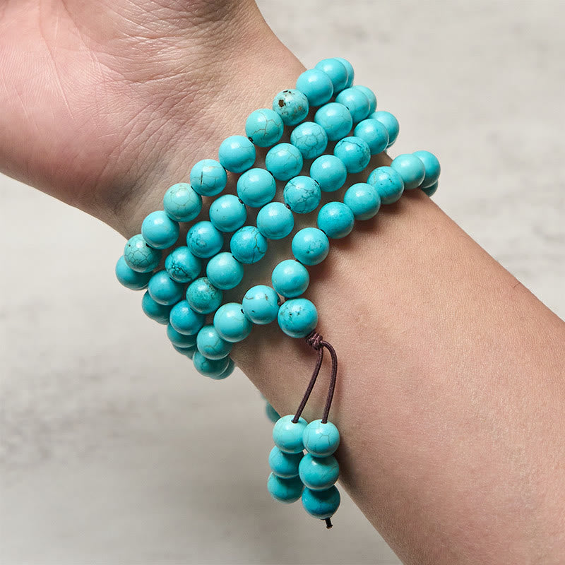 Buddha Stones 108 Beads Turquoise Wisdom Balance Mala - Fortune Jewel
