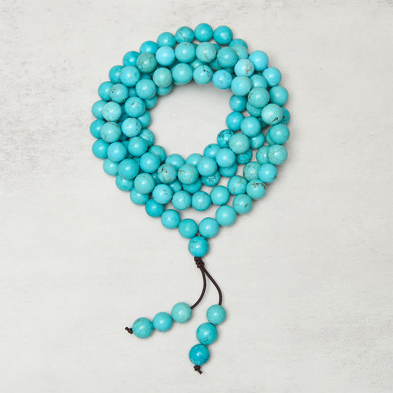 Buddha Stones 108 Beads Turquoise Wisdom Balance Mala - Fortune Jewel