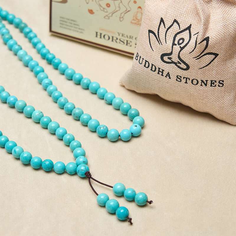 Buddha Stones 108 Beads Turquoise Wisdom Balance Mala - Fortune Jewel