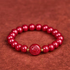 Fortune Jewel Chinese Zodiac Year Of The Horse Carved Cinnabar Peaceful Blessing Bracelet - Fortune Jewel