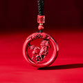 Fortune Jewel Year Of The Horse Carving Peace Buckle Natural Cinnabar Concentration Necklace Pendant - Fortune Jewel