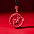 Fortune Jewel Year Of The Horse Carving Peace Buckle Natural Cinnabar Concentration Necklace Pendant - Fortune Jewel