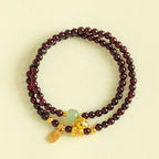 Fortune Jewel Year Of The Horse Garnet Jade Fu Character Stability Double Wrap Bracelet - Fortune Jewel