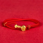 Fortune Jewel Ruyi Handle Fu Character Copper Plated Gold Rope Adjustable Luck Bracelet - Fortune Jewel