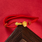 Fortune Jewel Ruyi Handle Fu Character Copper Plated Gold Rope Adjustable Luck Bracelet - Fortune Jewel