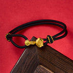 Fortune Jewel Ruyi Handle Fu Character Copper Plated Gold Rope Adjustable Luck Bracelet - Fortune Jewel