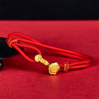 Fortune Jewel Ruyi Handle Fu Character Copper Plated Gold Rope Adjustable Luck Bracelet - Fortune Jewel