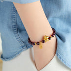 Fortune Jewel Year Of The Horse Garnet Fu Character Protection Bracelet - Fortune Jewel
