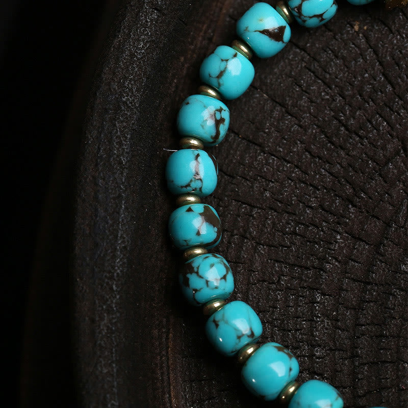 Fortune Jewel Thangka Gau Amulet Box Turquoise Fu Character Protection Bracelet - Fortune Jewel