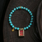Fortune Jewel Thangka Gau Amulet Box Turquoise Fu Character Protection Bracelet - Fortune Jewel