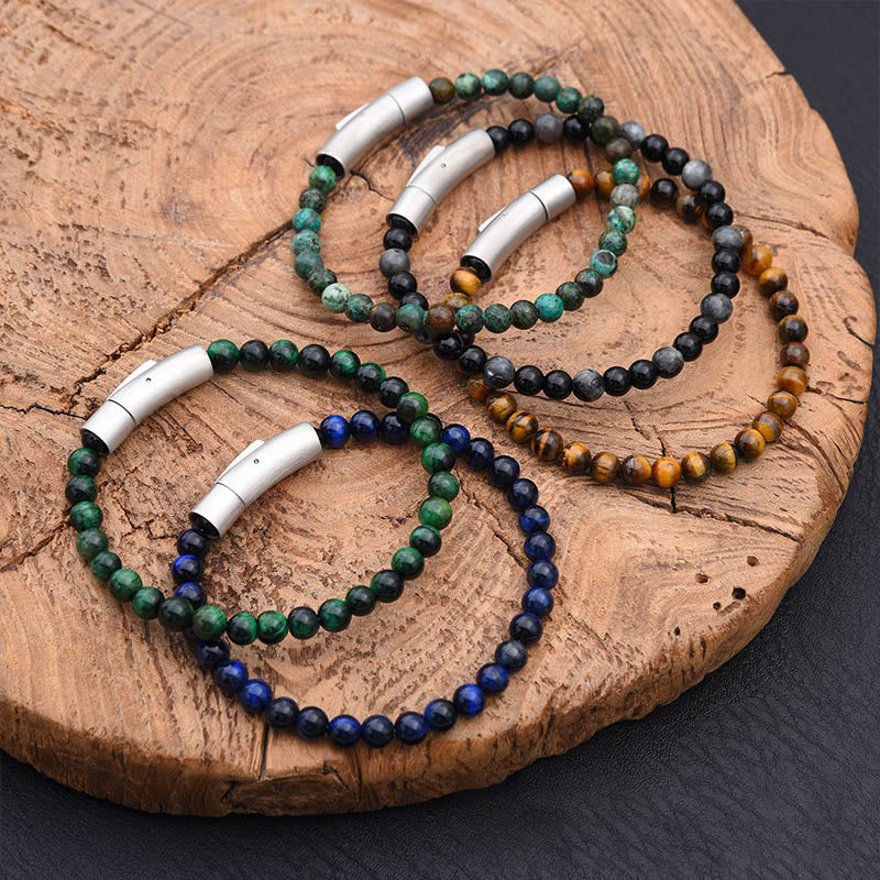 Fortune Jewel Turquoise Black Glitter Stone Tiger Eye Positive Bracelet - Fortune Jewel