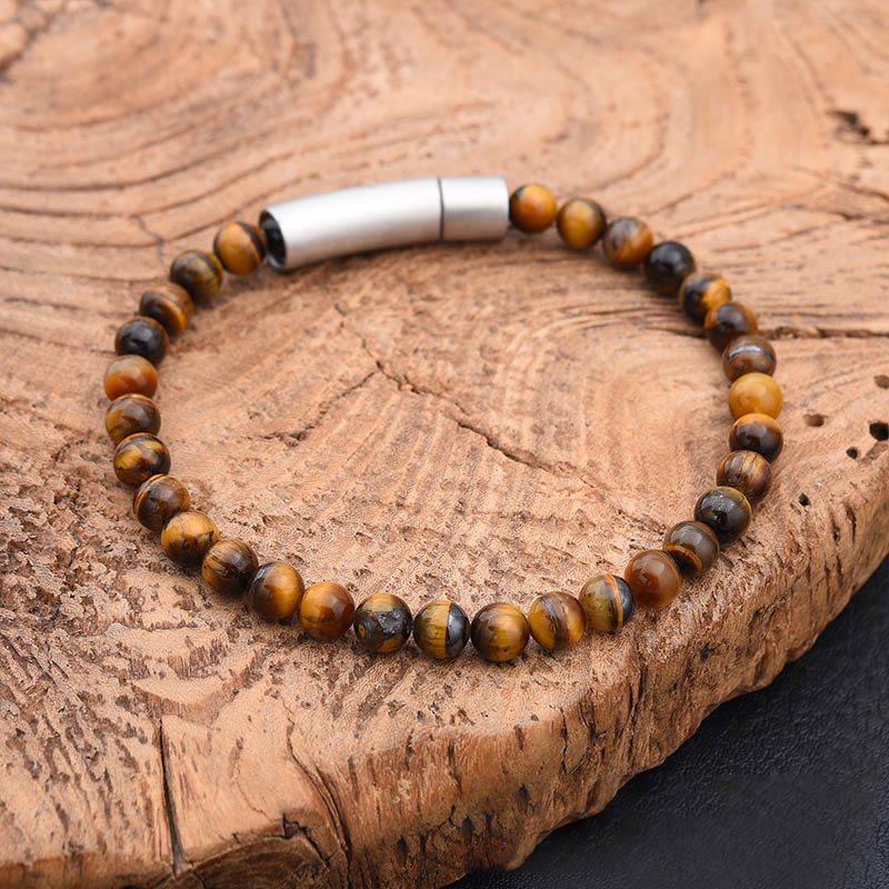 Fortune Jewel Turquoise Black Glitter Stone Tiger Eye Positive Bracelet - Fortune Jewel