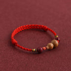 Fortune Jewel Gourd Peach Wood Rope Adjustable Wealth Luck Bracelet - Fortune Jewel