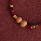 Fortune Jewel Gourd Peach Wood Rope Adjustable Wealth Luck Bracelet - Fortune Jewel